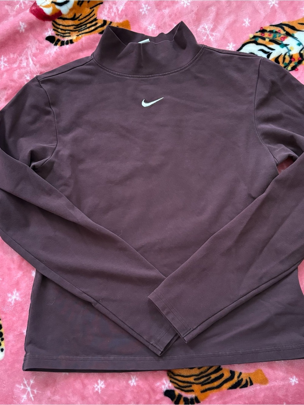 Nike Mauve/Purple Long Sleeve Mock Neck Top with White Swoosh